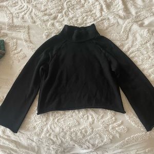 F21 Black Mock Neck Fleece Pullover